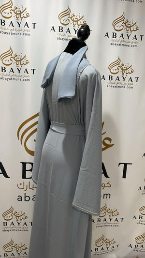 Skyline Shimmer Baby Blue & Silver Abaya