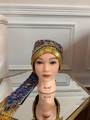 Blue Traditional Tatreez Coin Head Peice