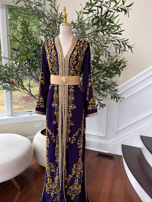 Purple Elegance Golden Kuftan