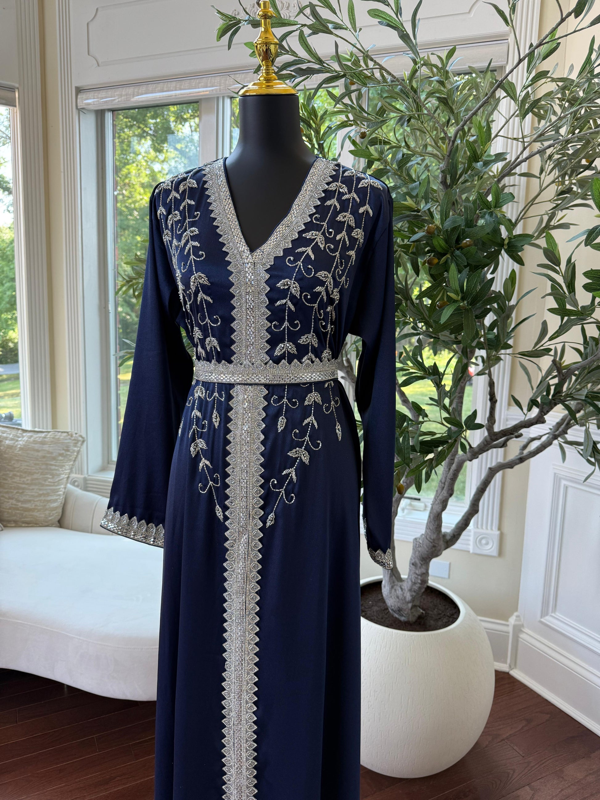 Blue Royal Floral Kuftan