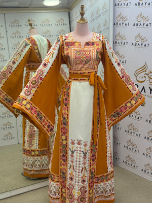Mustard Bloom Heritage Embroidered Thobe
