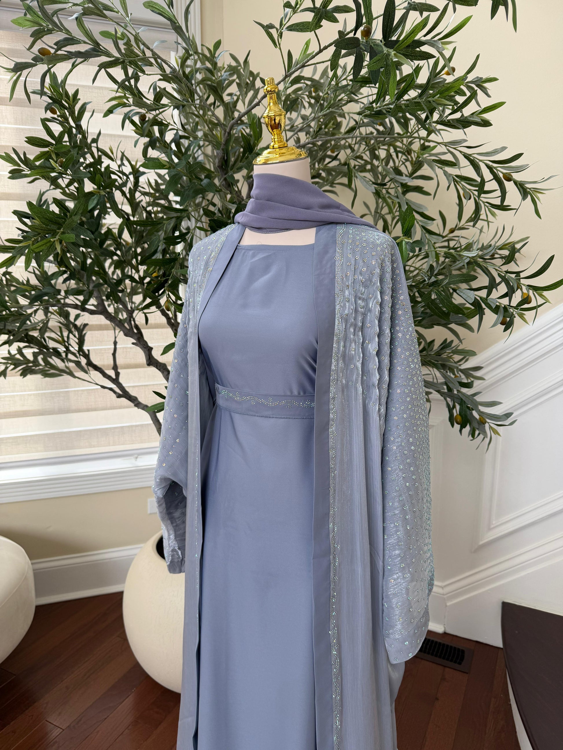 Blue Spark Crystal Abaya