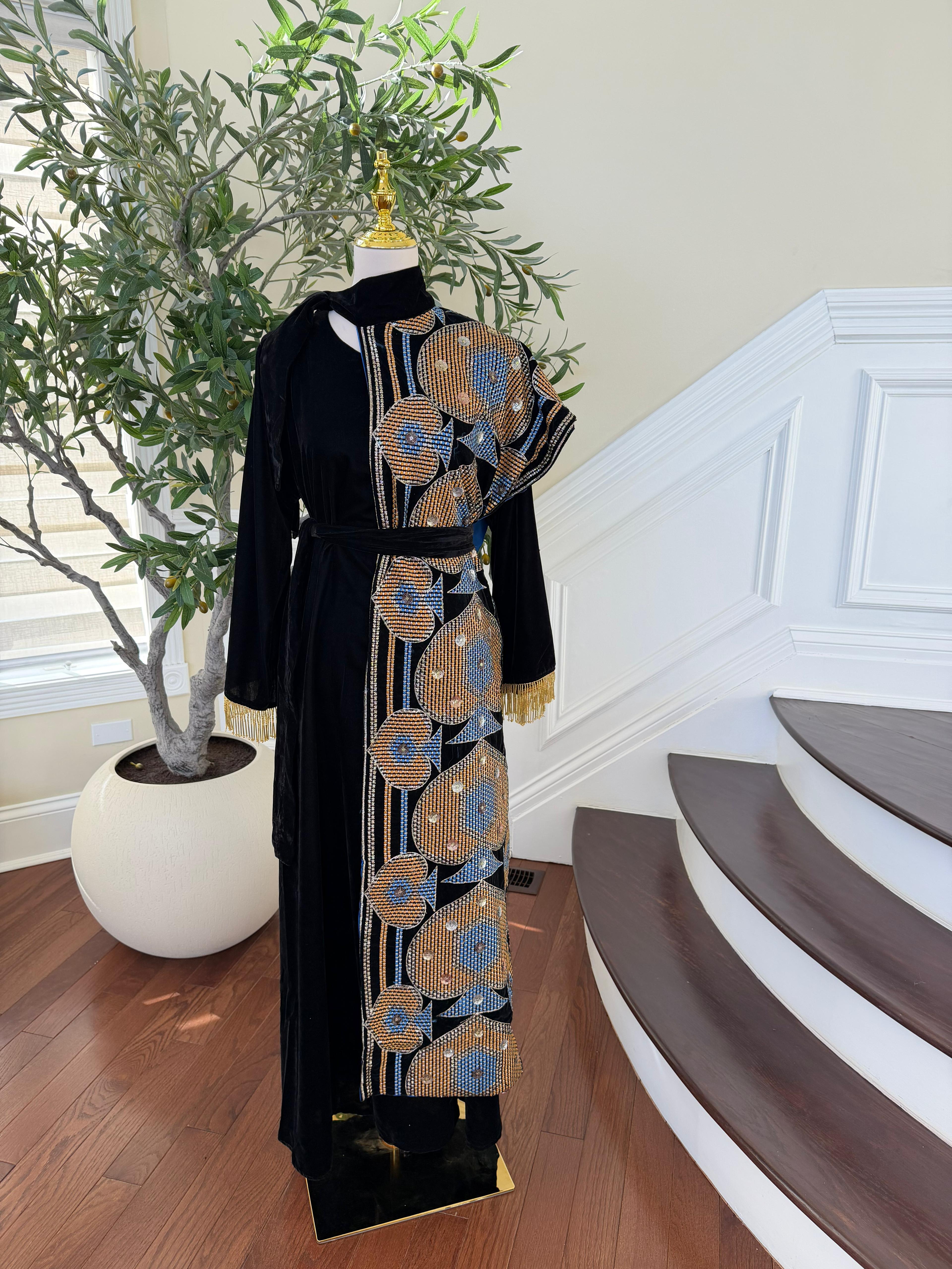 Black Velvet Two Peice Dress