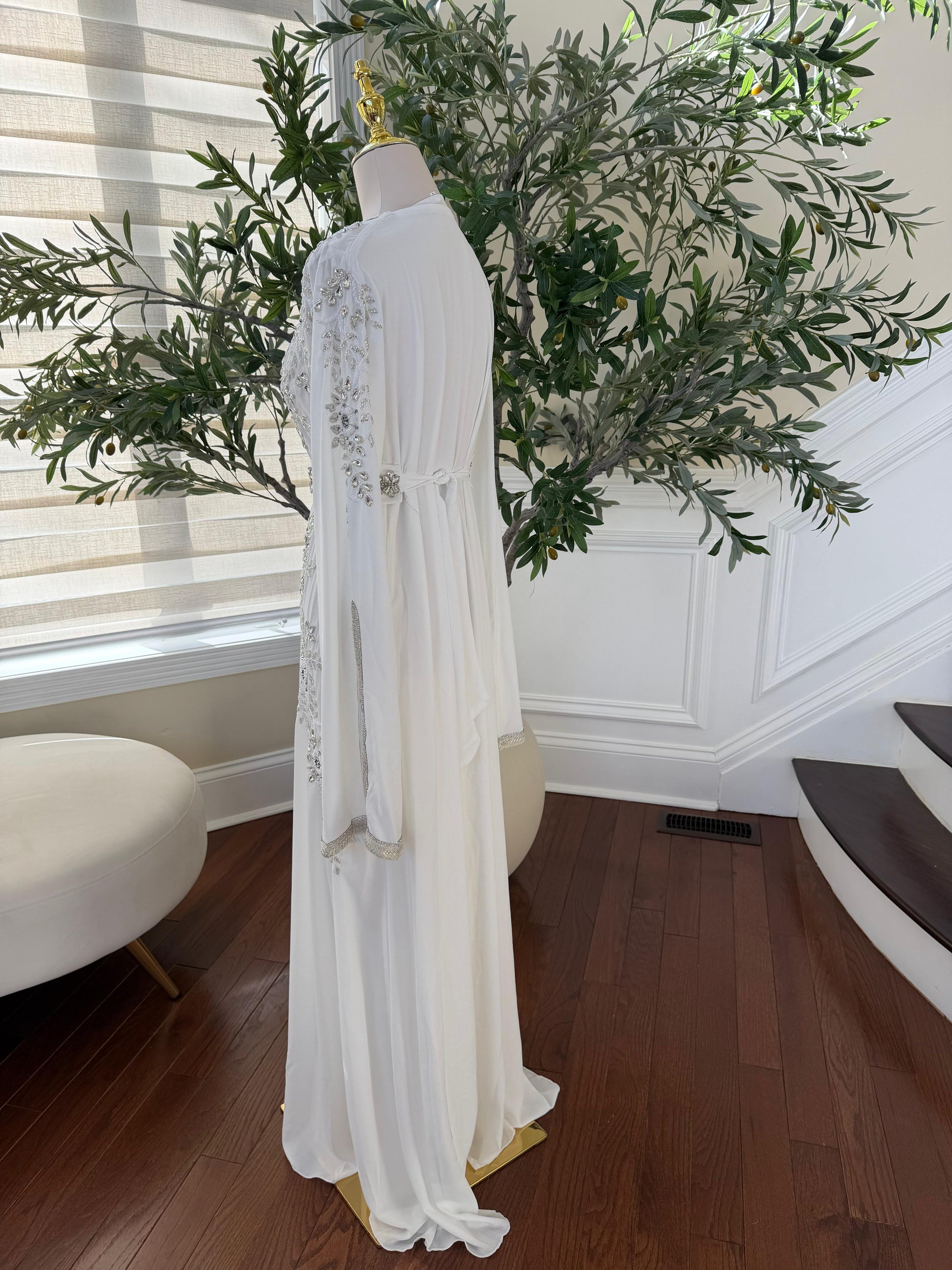 White Elegance Beaded Kuftan