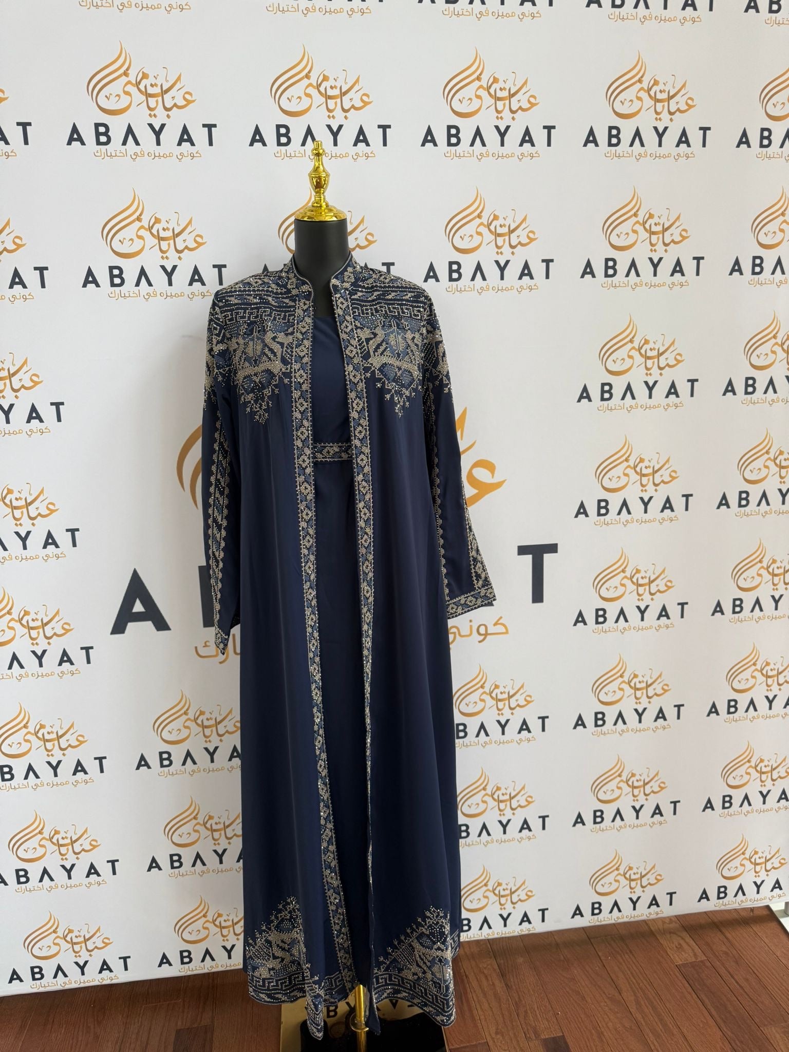 Elegant Navy Blue Tatreez Dress