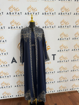 Elegant Navy Blue Tatreez Dress