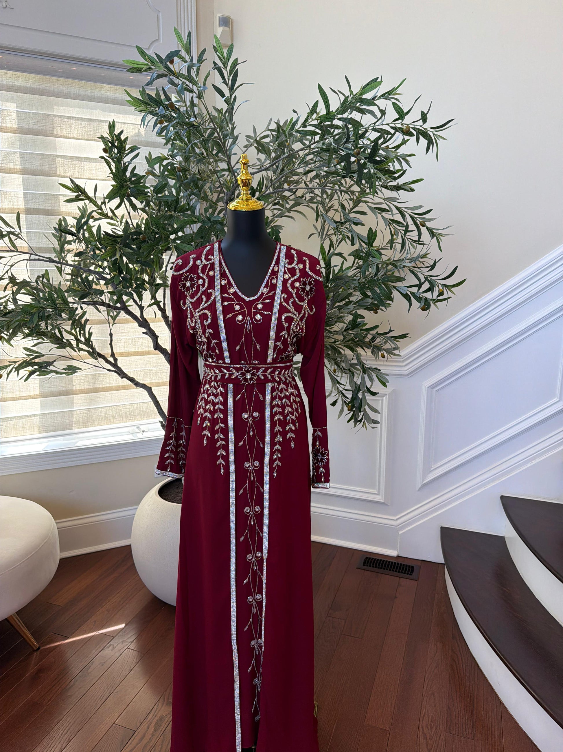 Royale Red Beaded Two Piece Kuftan
