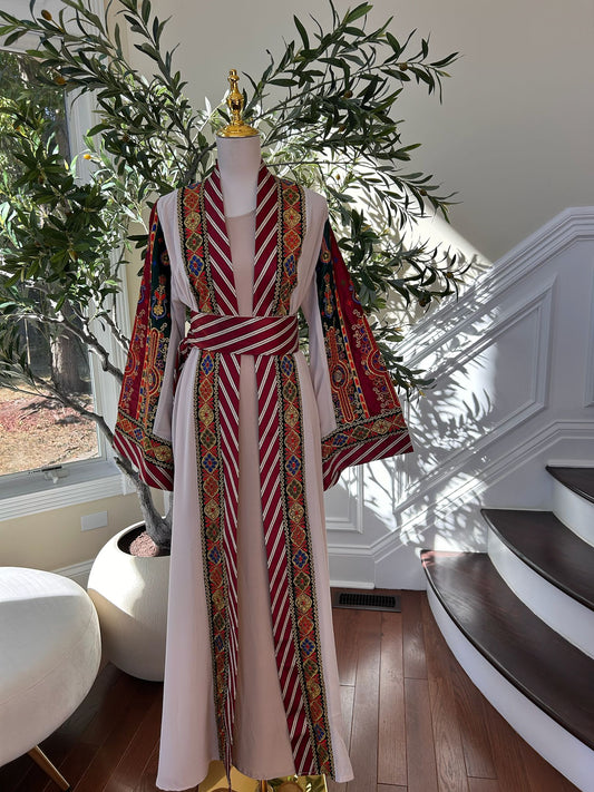 Cream Embroidery Tatreez Embellished Thobe