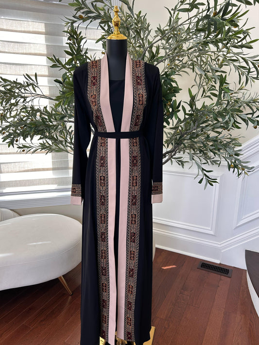 Black Two Piece Tatreez Beaded Abaya