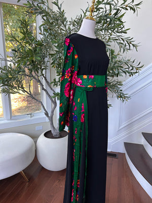 Back Floral Green Elegance Dress