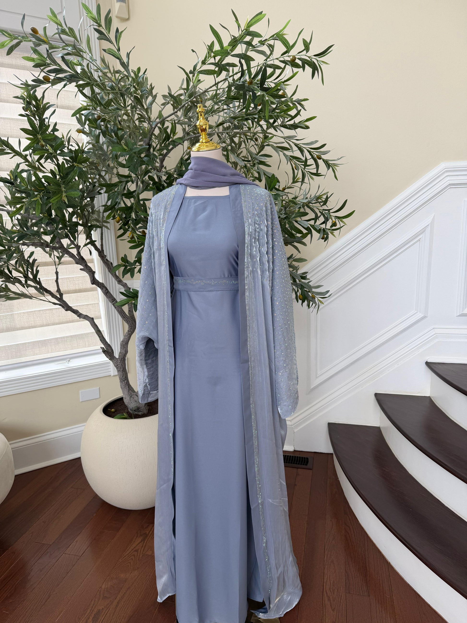 Blue Spark Crystal Abaya