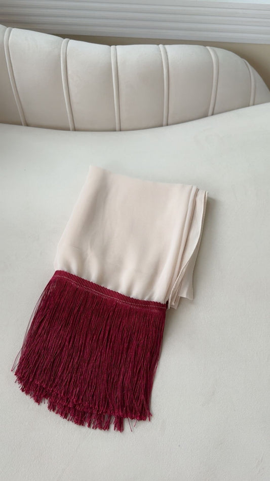 Cream / Red Khirka Shal