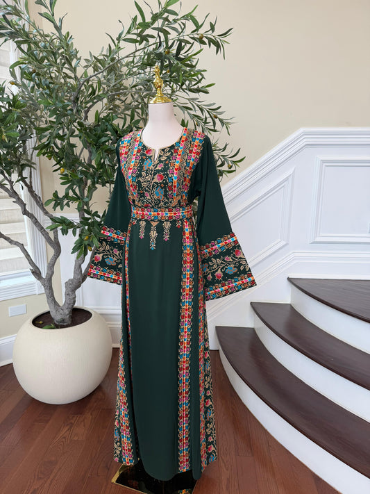 Green Embroidery Tatreez Thobe