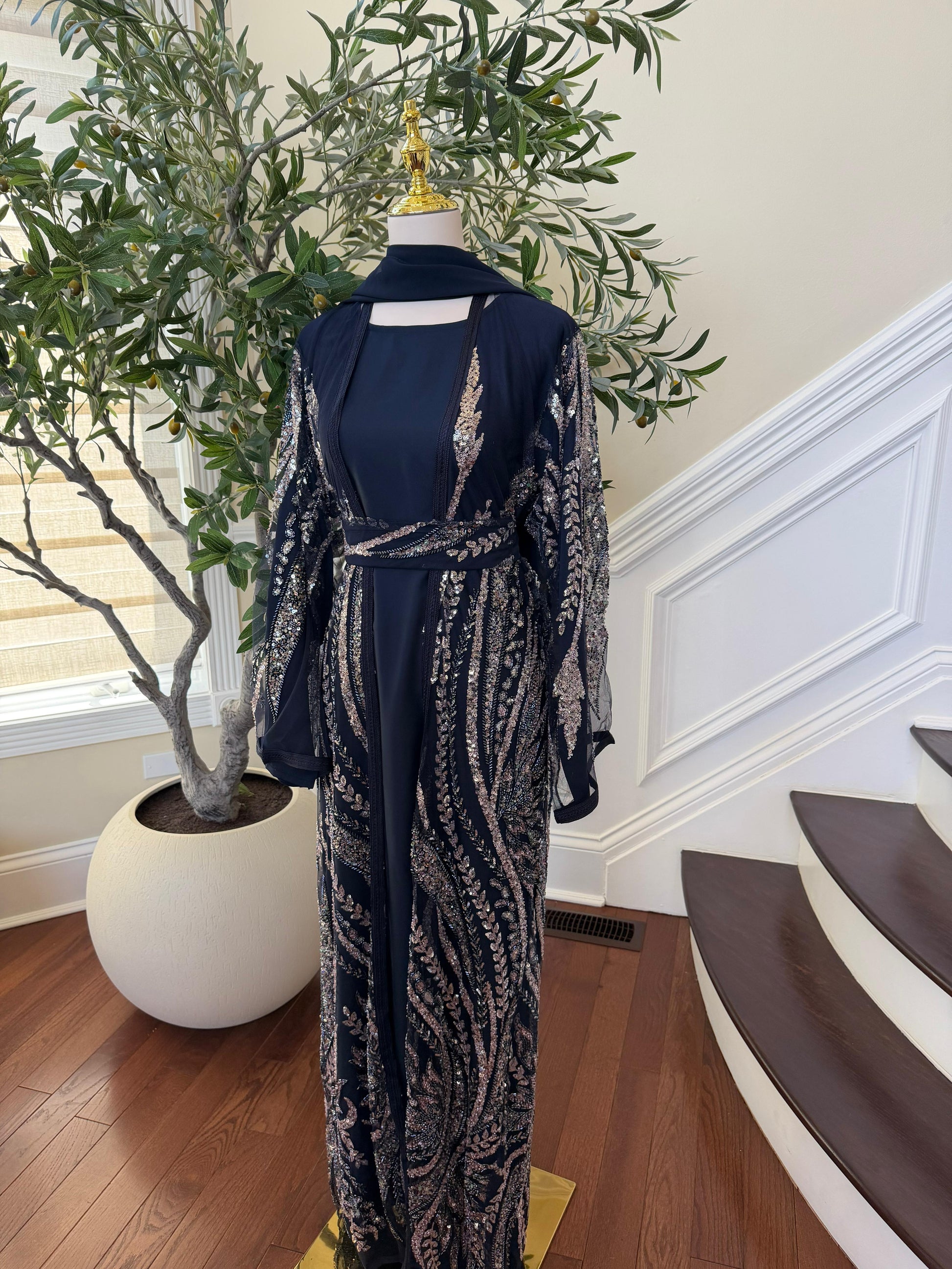 Blue Sparkle Cardigan Abaya