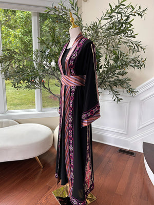 Black Embroidery Tatreez Purple Thobe