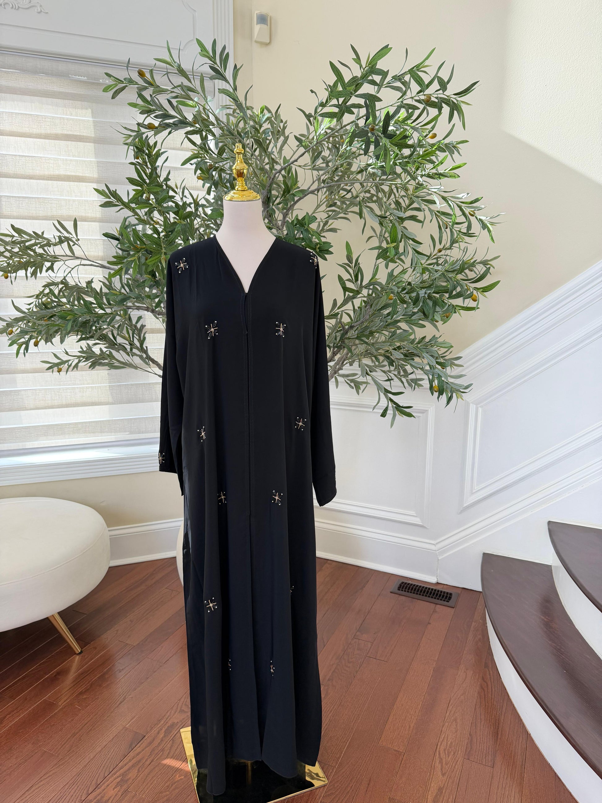 Nujum Ramadan Golden Embellished Black Abaya