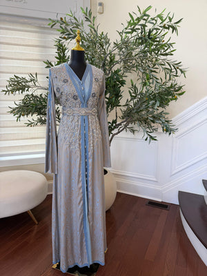 Baby Blue Breeze Luxury Floral Kuftan