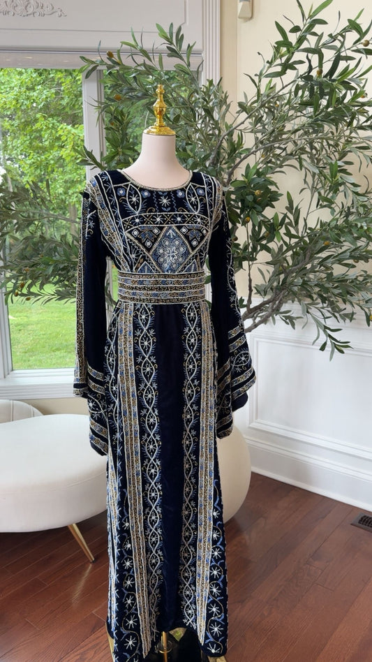 Velvet Blue Stone Thobe