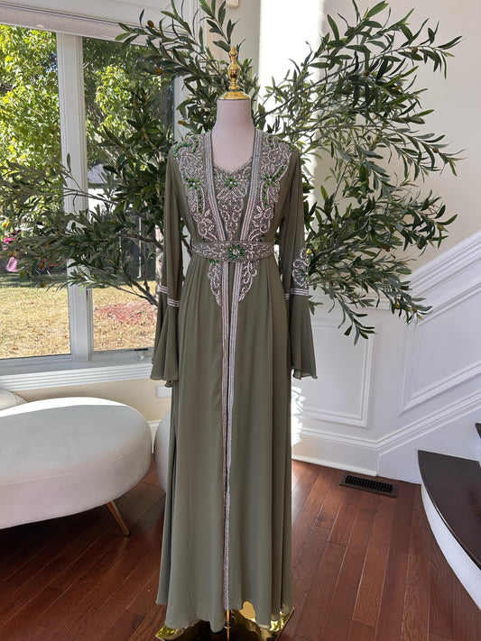 Olive Serenity Embellished Kuftan