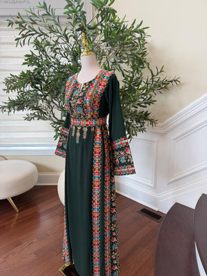 Green Embroidery Tatreez Thobe