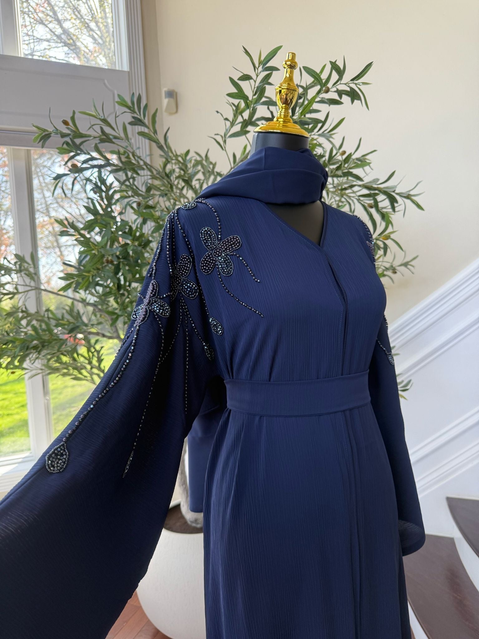 Blue Beaded Abaya