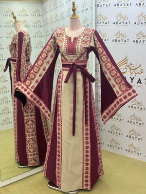 Embroidery Burgundy Tatreez Thobe