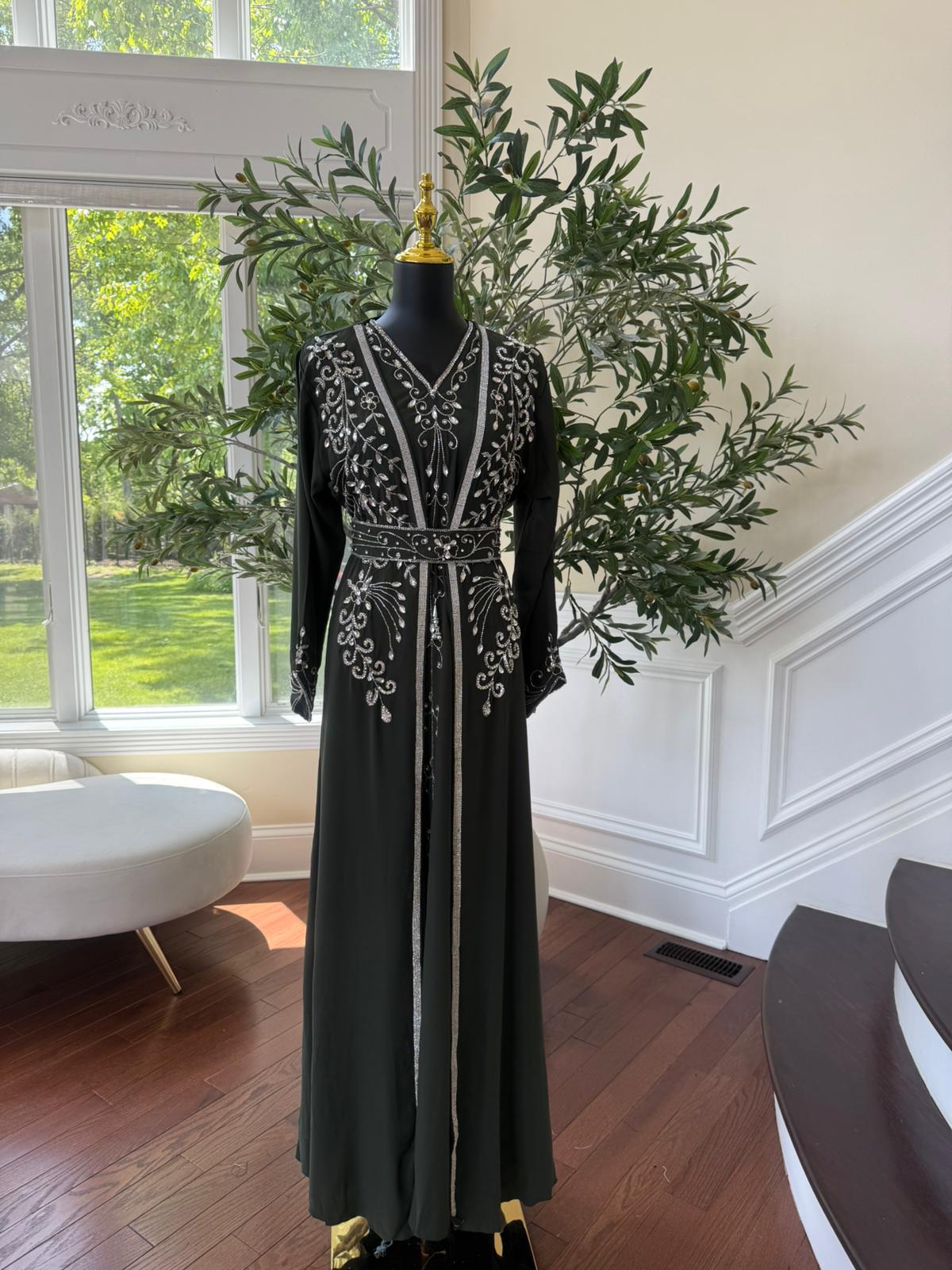 Dark Olive Two Piece Abaya Kuftan