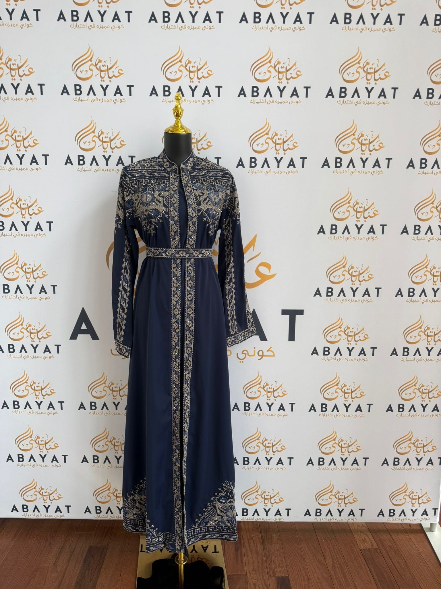 Elegant Navy Blue Tatreez Dress