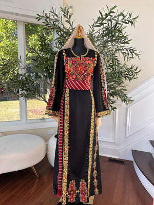 Black Embroidery Tatreez Thobe