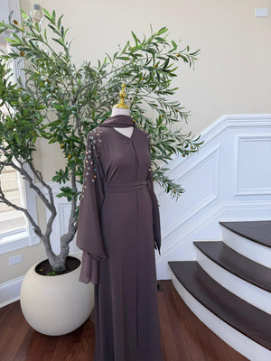 Faded Purple Floral Charm Abaya