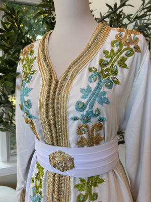 White Royale Beaded Embellished Kuftan