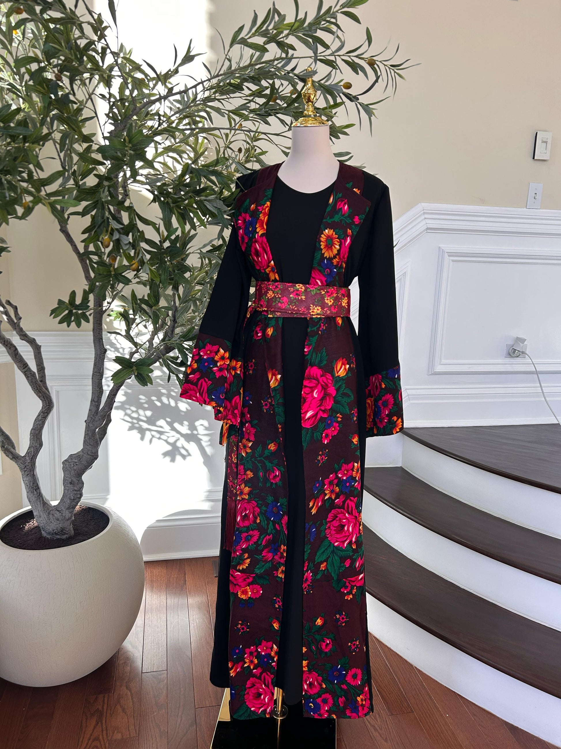 Floral Two Piece Cardigan Thobe