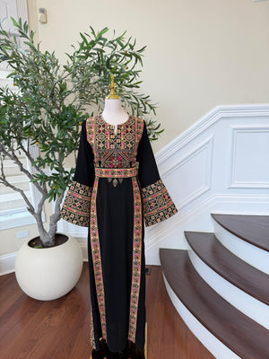 Black Embroidery Tatreez Beige Thobe