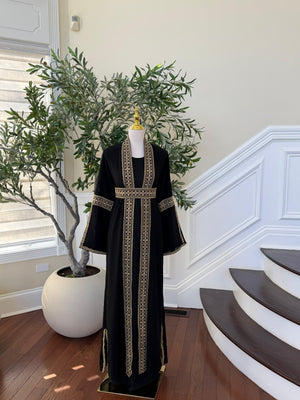 Black Two Piece Embroidered Thobe