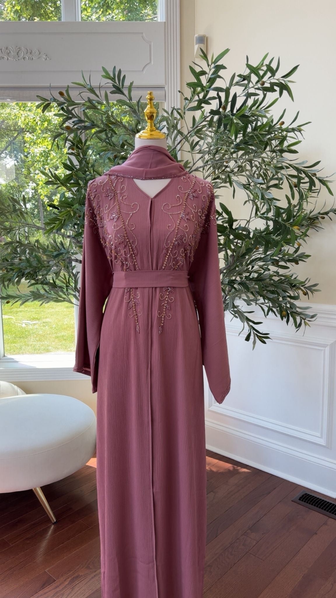 Rose Pink Floral Abaya