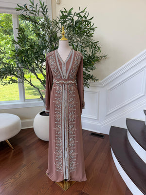 Dusty Rose Beaded Elegance Kuftan