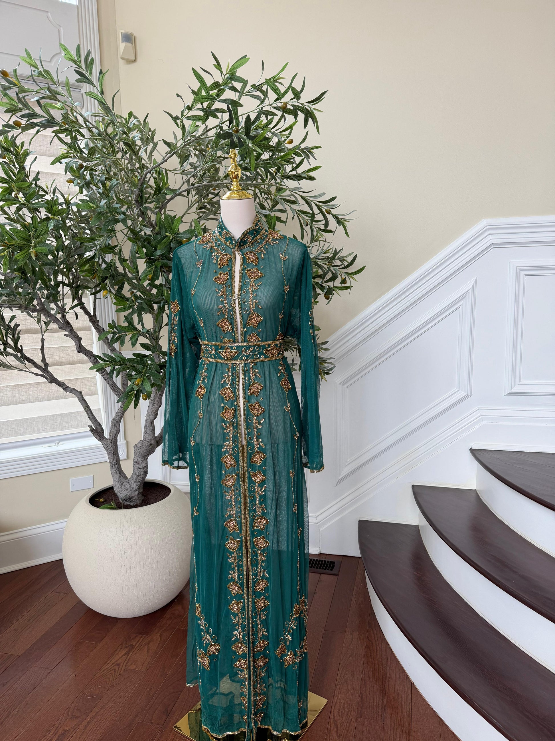 Emerald Golden Cardigan Abaya