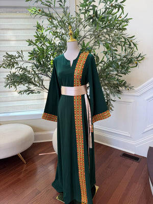 Green Embroidery Sabal Kharaz Thobe