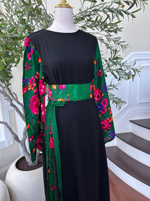 Back Floral Green Elegance Dress