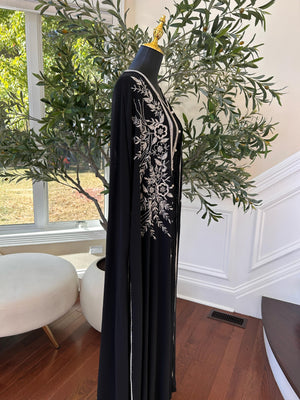 Black Floral Design Elegance Kuftan