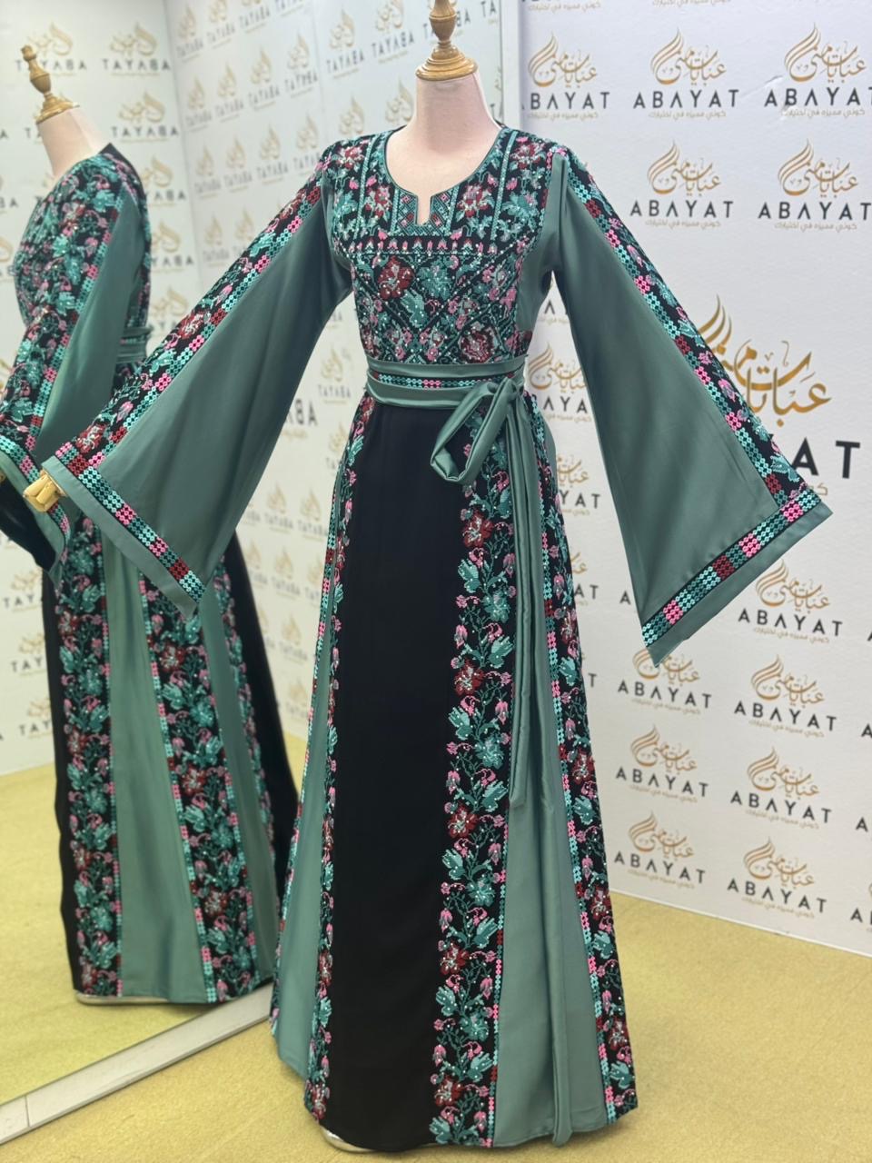 Embroidery Black Tatreez Teal Thobe