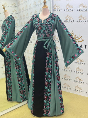 Embroidery Black Tatreez Teal Thobe