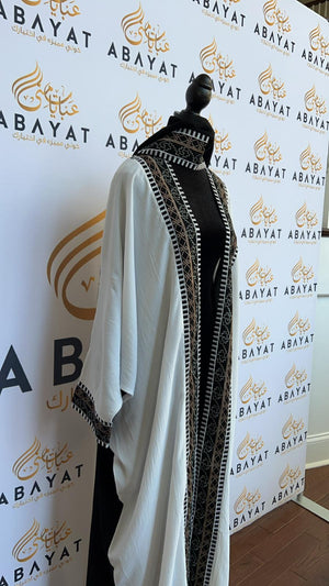 Black and White Open Abaya