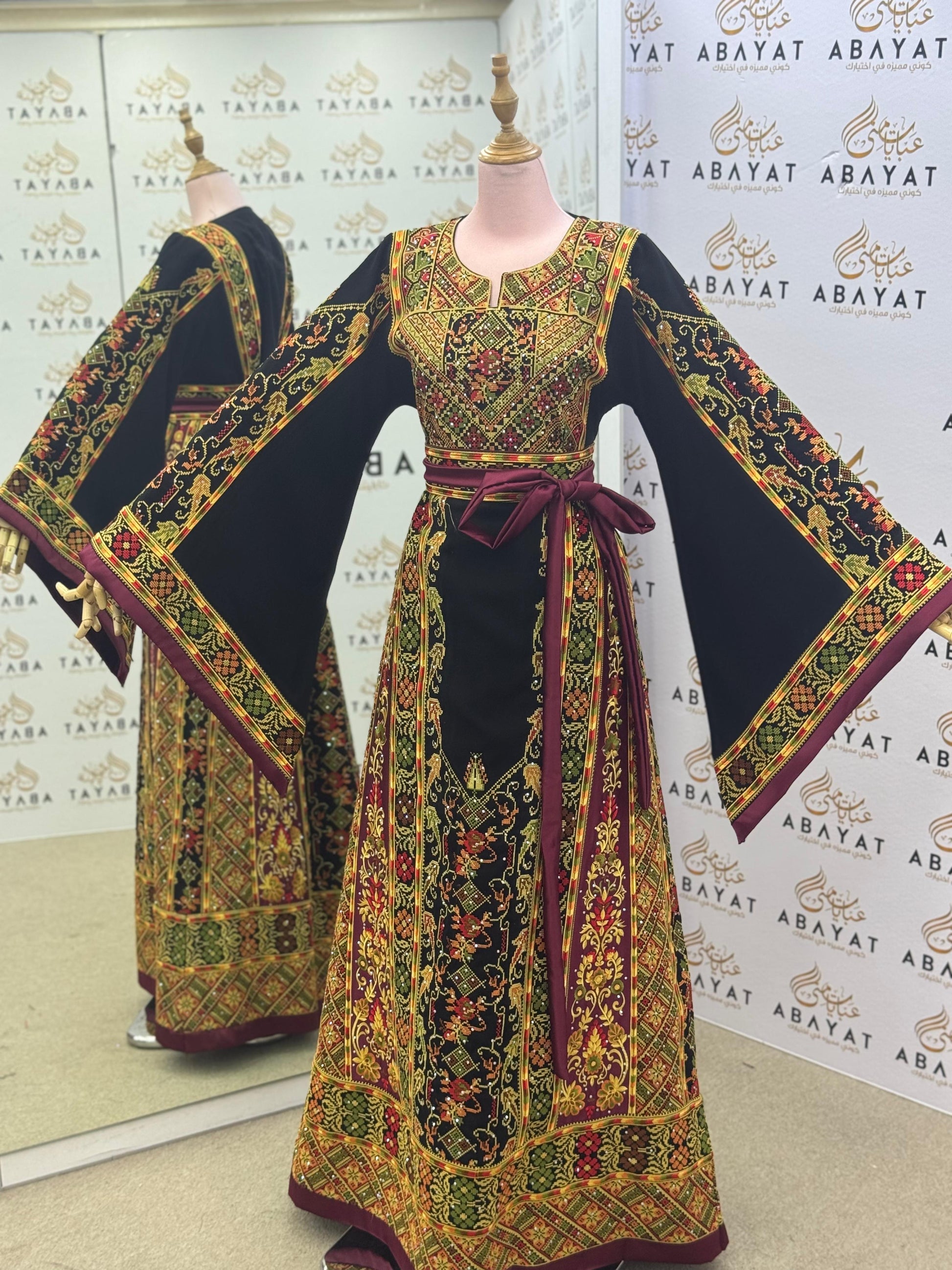Royal Black & Burgundy Palestinian Tatreez Thobe