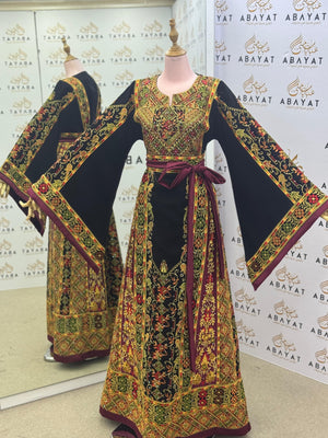 Royal Black & Burgundy Palestinian Tatreez Thobe