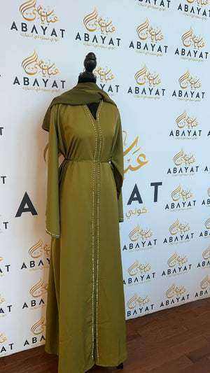 Elegant Green Beaded Abaya
