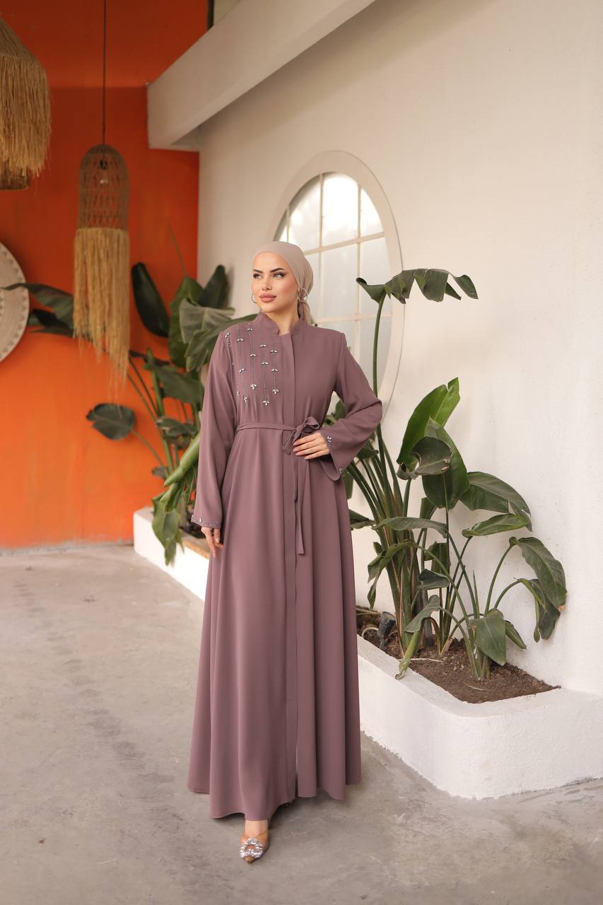 Half Shoulder Zipper Designed Abaya / KOD2930