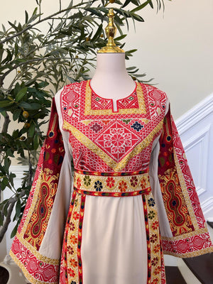 Cream Embroidery Tatreez Thobe