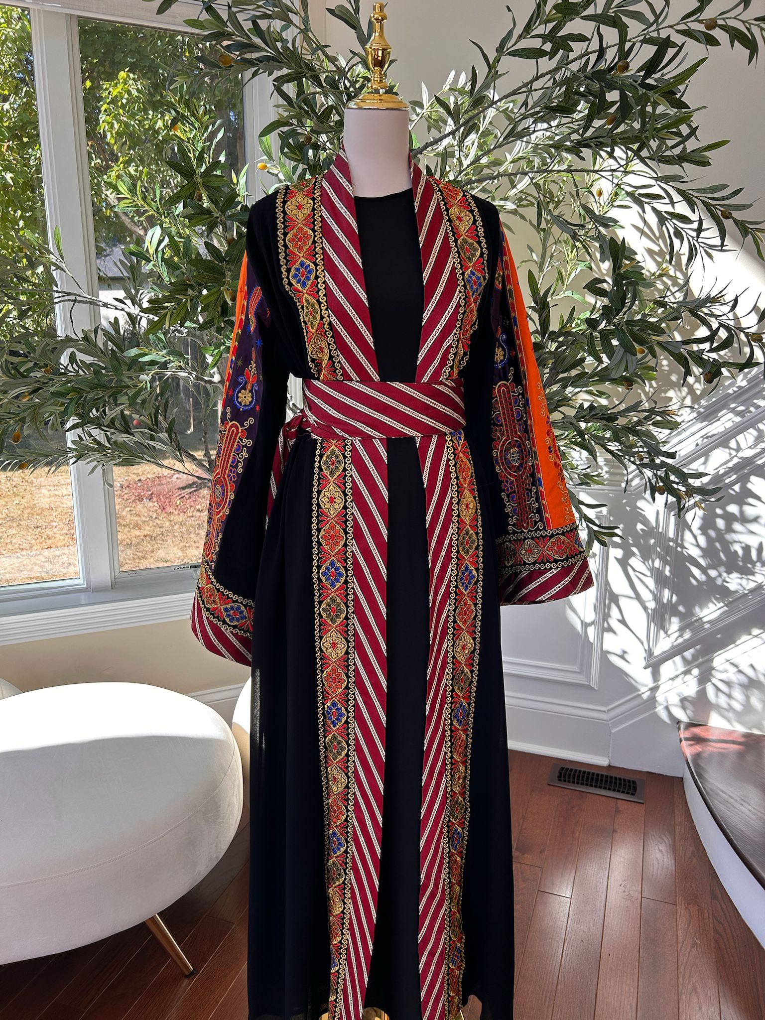 Black Embroidery Tatreez Embellished Thobe