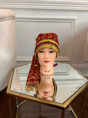 Traditional Tatreez Red Coin Head Piece